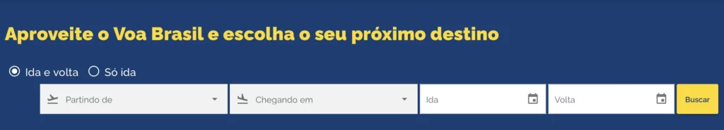 pesquise um voo disponível no site do voa brasil