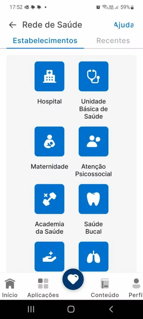 Informações sobre unidades de atendimento do SUS